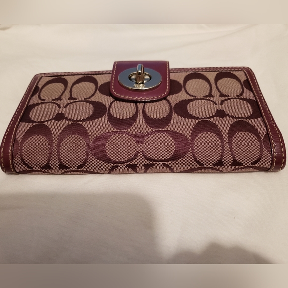 Coach Handbags - Coach Signature Design Plum Wallet